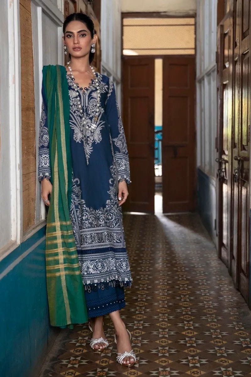 SANA SAFINAZ | EMBRIODERED LAWN SHIRT + PANT + DUPATTA