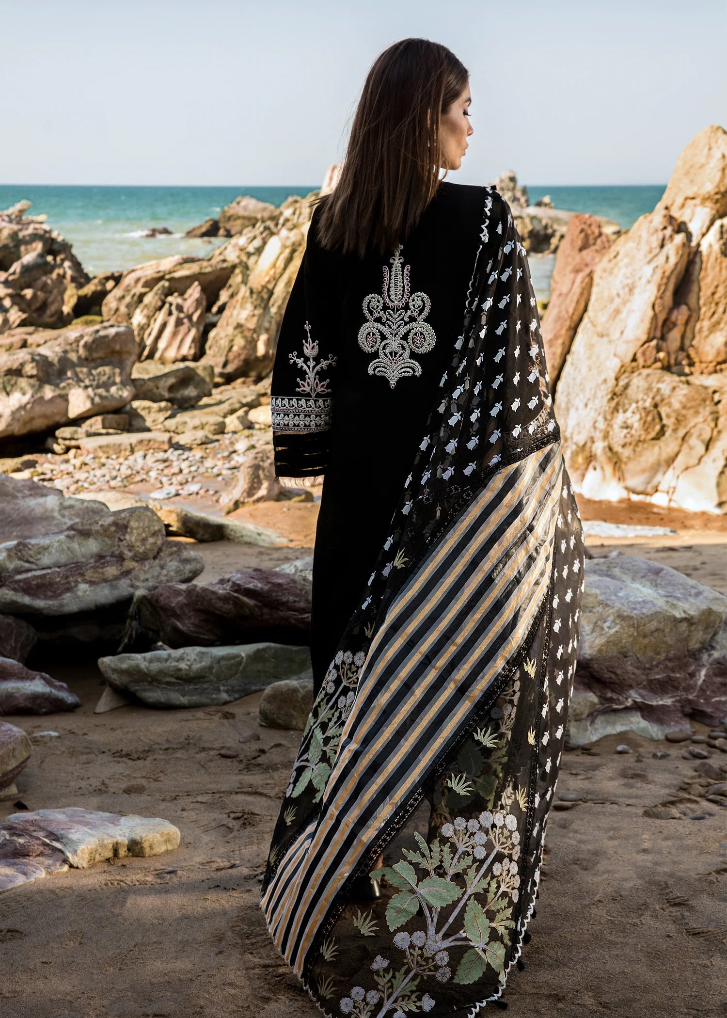 CRIMSON | EMBRIODERED LAWN KURTA + EMBELLISHED PANTS + FOIL PRINTED DUPATTA
