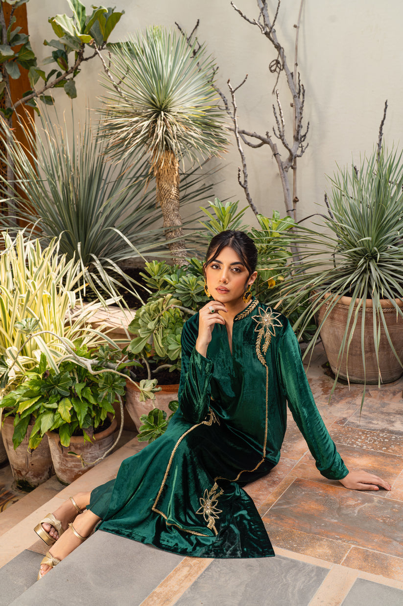 PEHRWAAS | DREAM | SHIRT + PANTS + DUPATTA | VELVET | SMALL