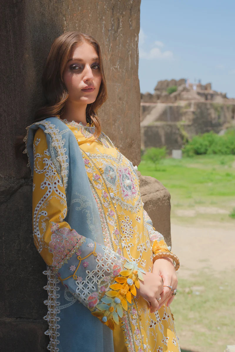 QALAMKAR | STITCHED CHICKANKARI EMBRIODERED 3 PIECE SUIT