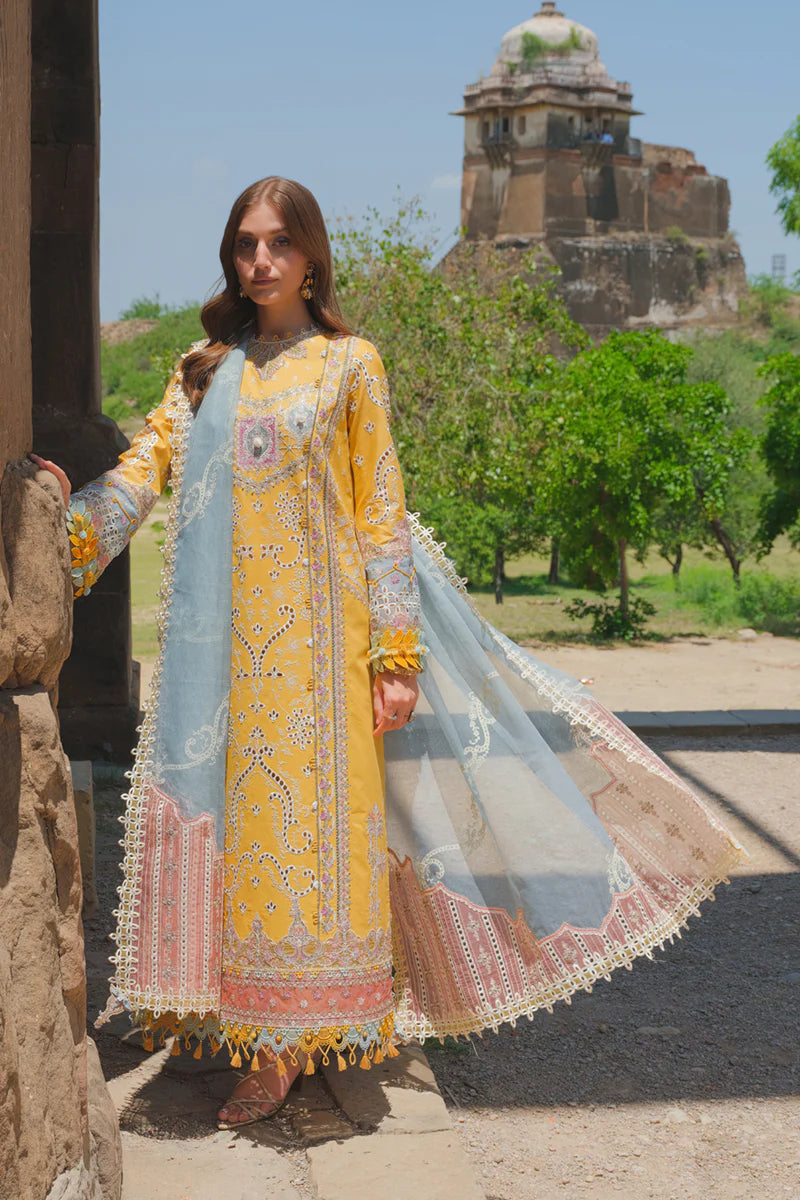 QALAMKAR | STITCHED CHICKANKARI EMBRIODERED 3 PIECE SUIT