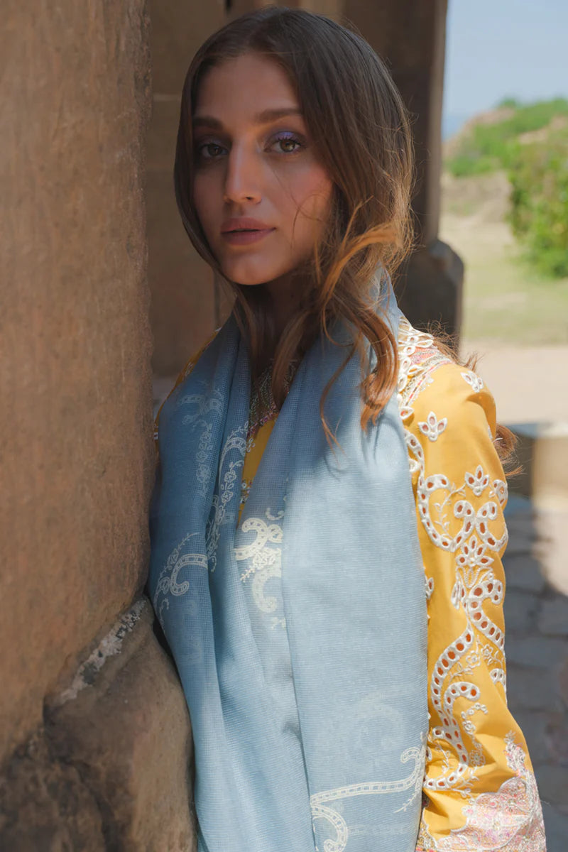 QALAMKAR | STITCHED CHICKANKARI EMBRIODERED 3 PIECE SUIT