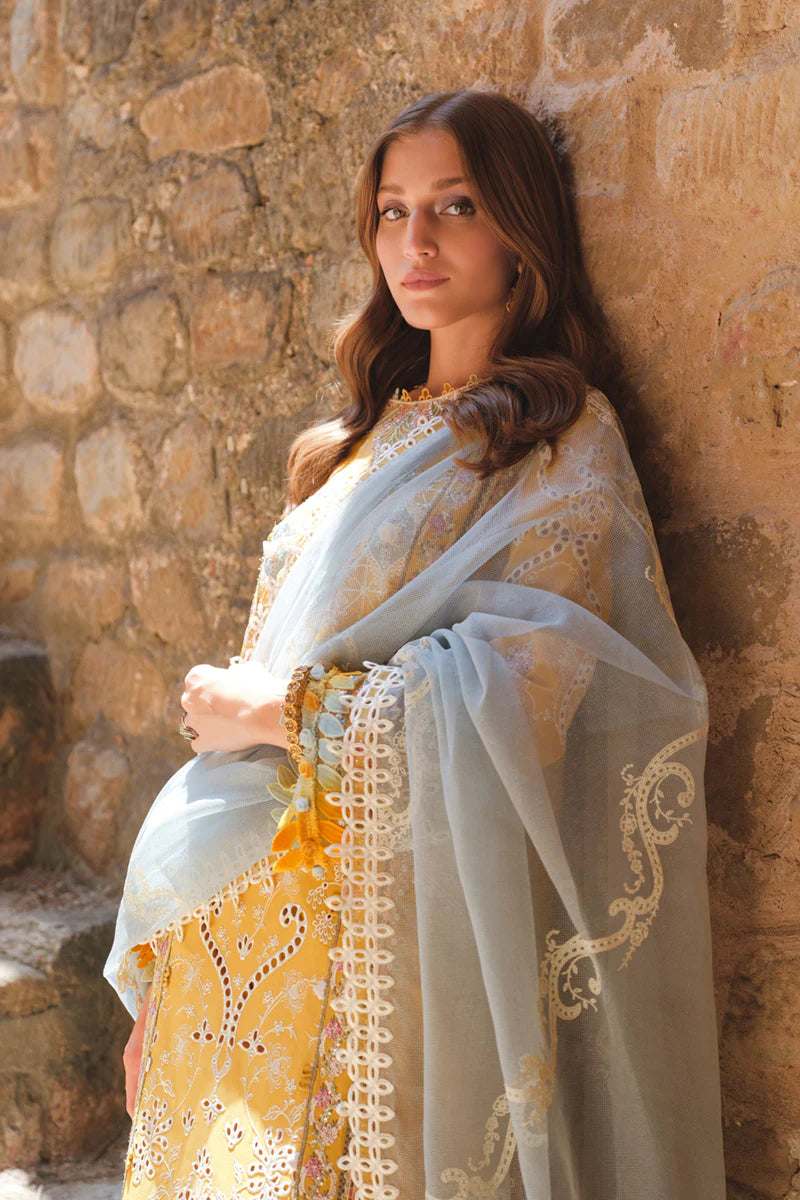 QALAMKAR | STITCHED CHICKANKARI EMBRIODERED 3 PIECE SUIT
