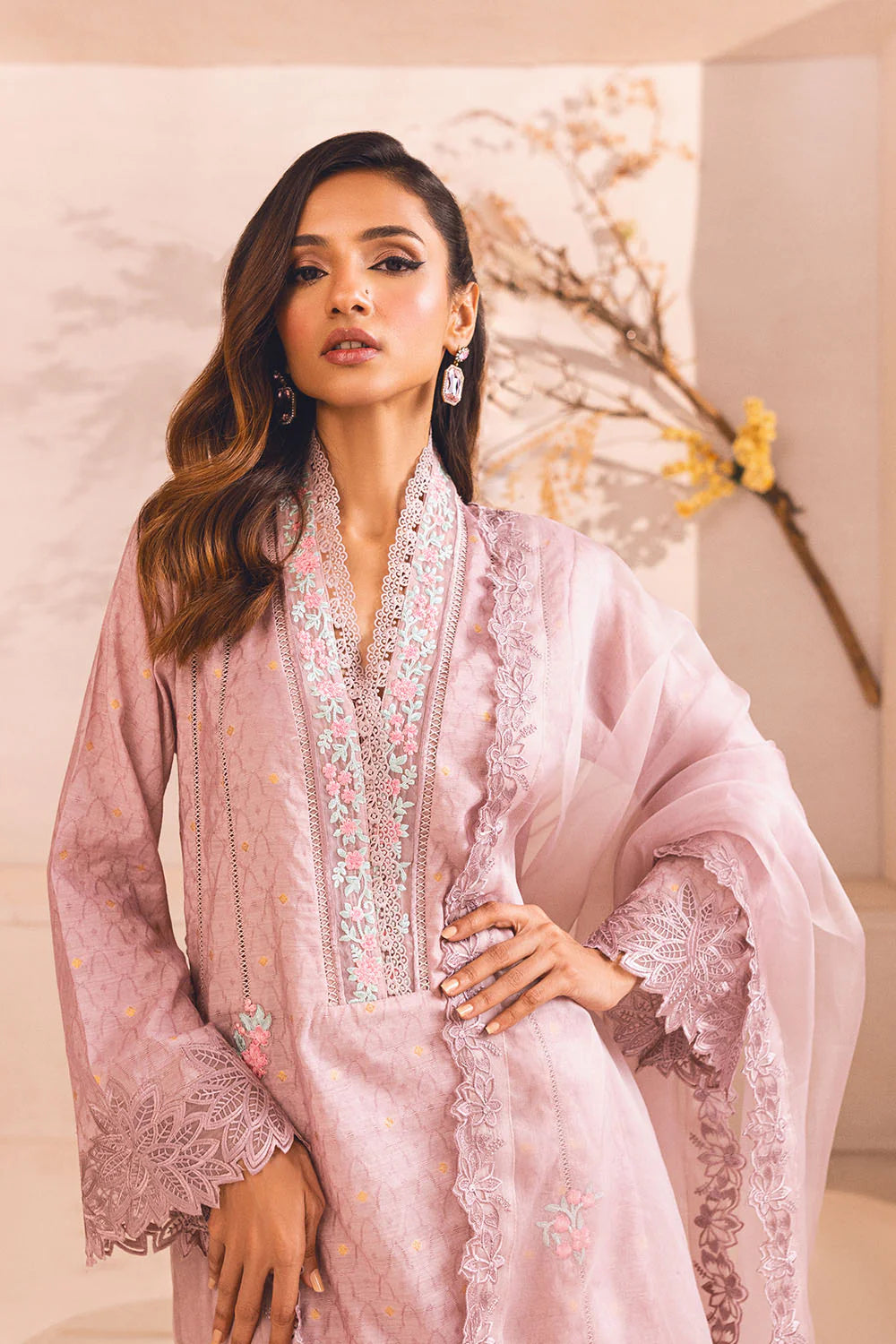 AZURE | CUTWORK SHIRT + SILK PANTS + ORGANZA DUPATTA