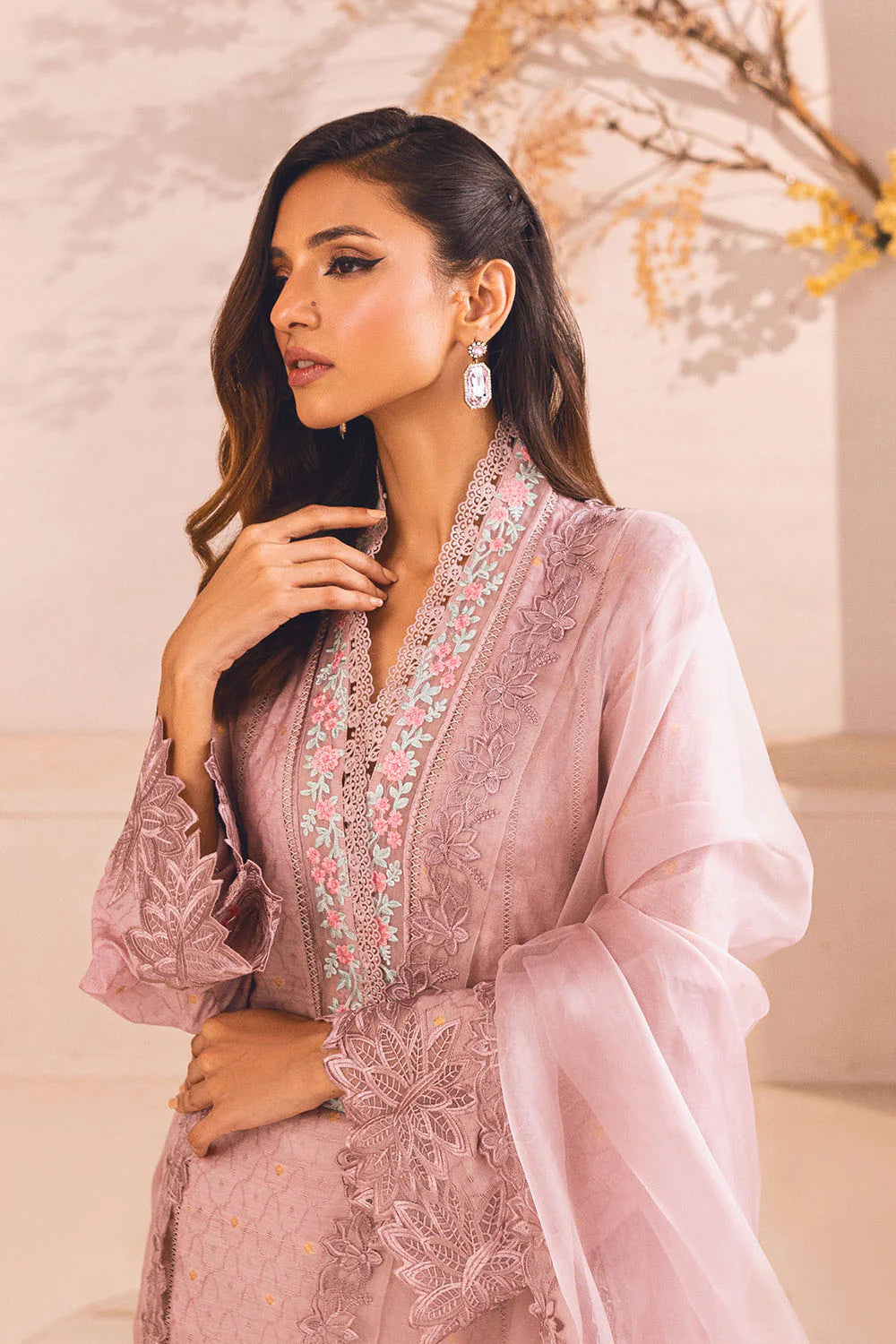 AZURE | CUTWORK SHIRT + SILK PANTS + ORGANZA DUPATTA