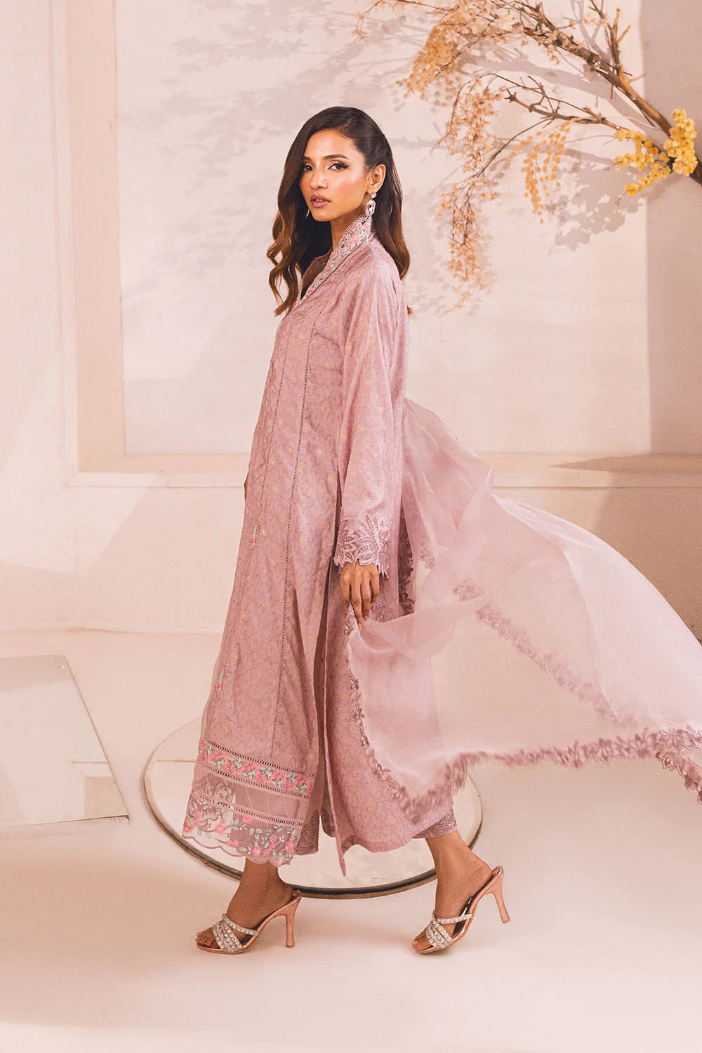 AZURE | CUTWORK SHIRT + SILK PANTS + ORGANZA DUPATTA