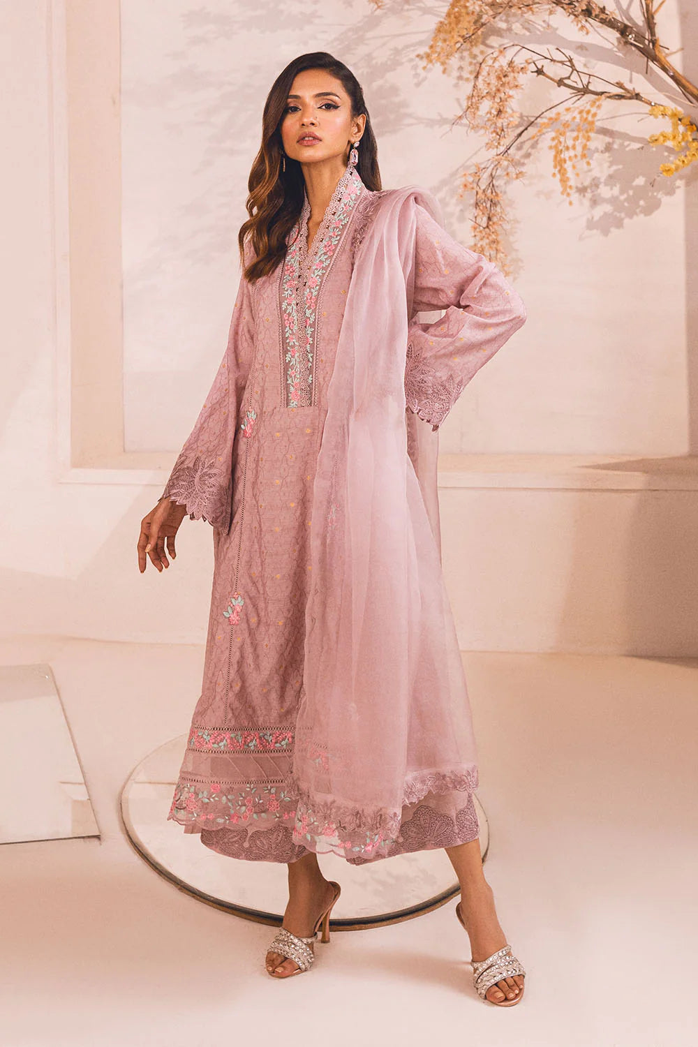 AZURE | CUTWORK SHIRT + SILK PANTS + ORGANZA DUPATTA