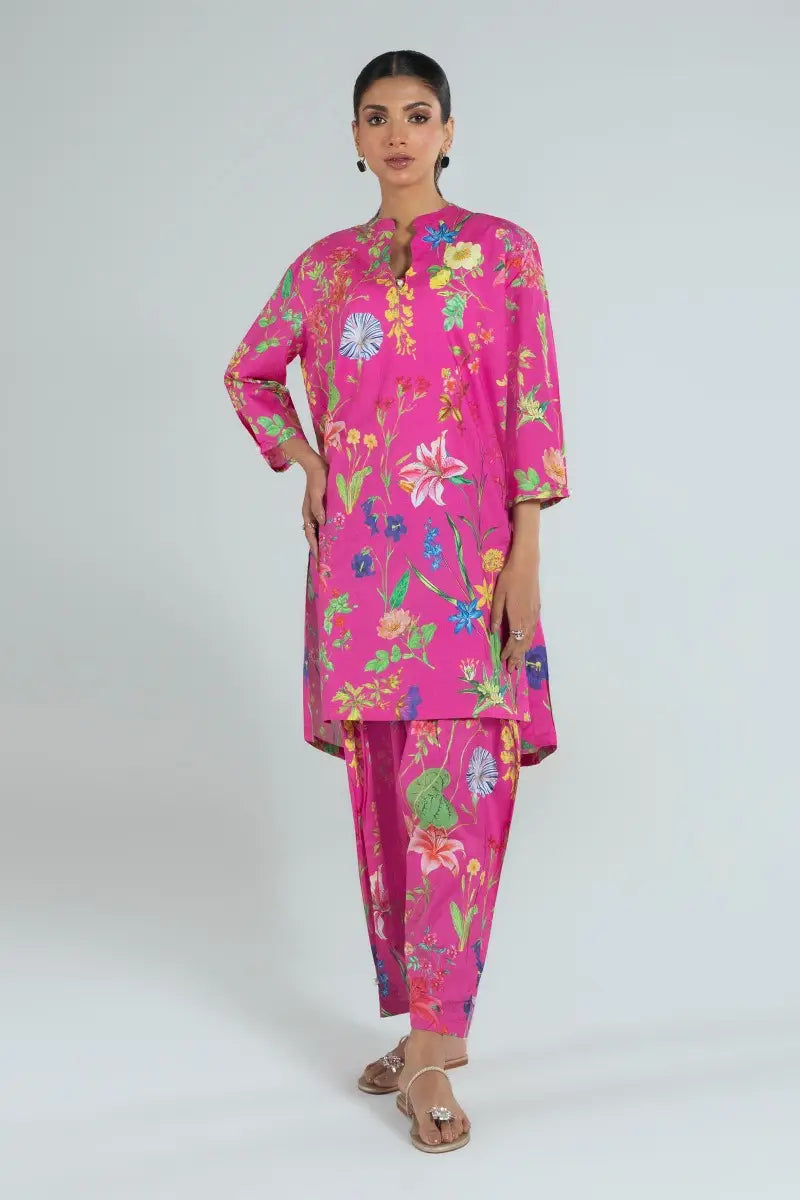 SANA SAFINAZ | PINK | FLORAL CO ORD WITH SHALWAR | MEDIUM