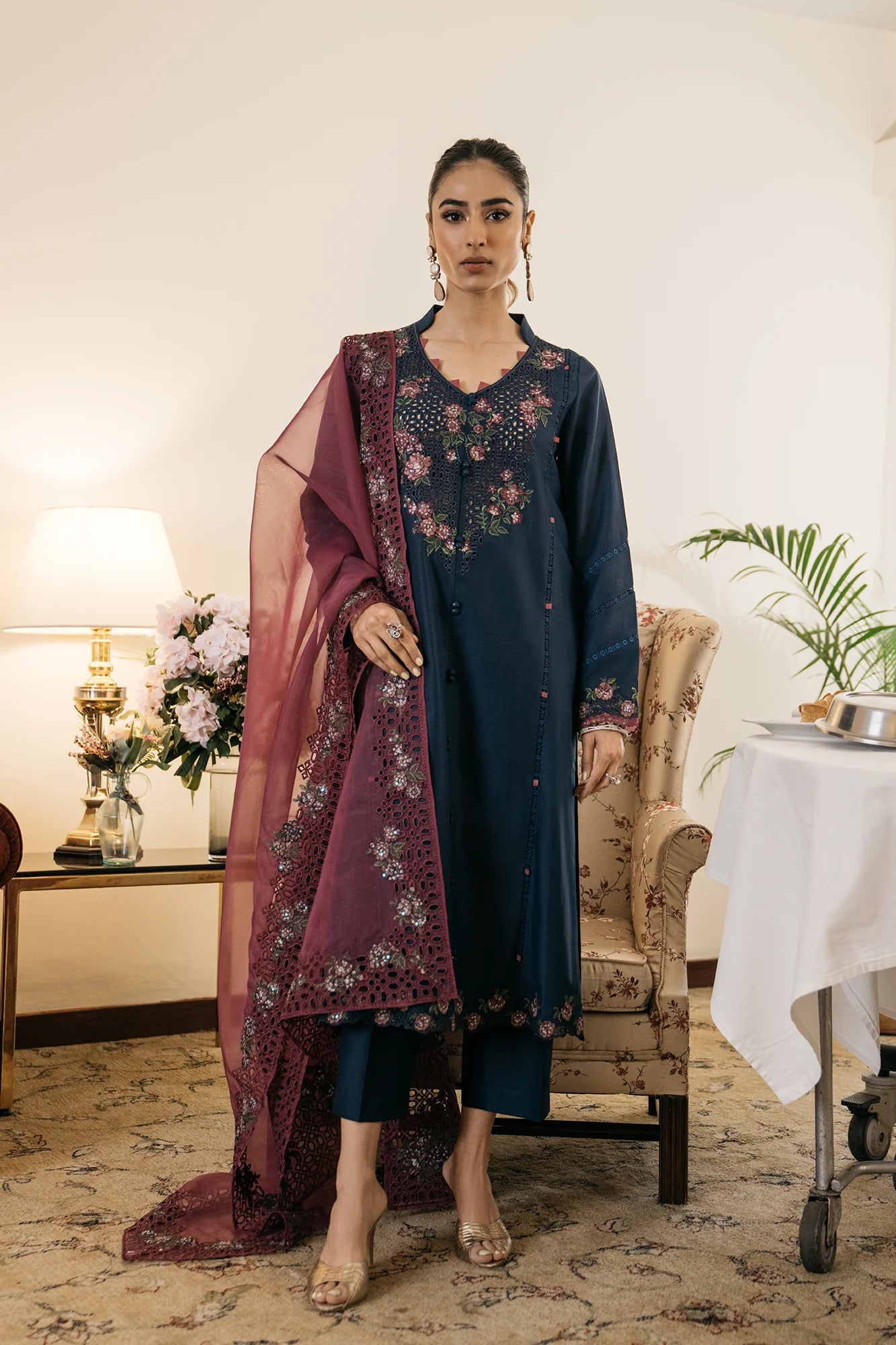 ETHNIC | COTTON SHIRT + PANTS + ORGANZA DUPATTA