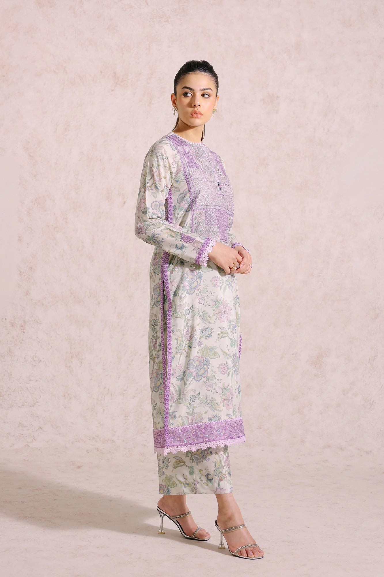 ETHNIC | LINEN SHIRT + PANTS + CHIFFON DUPATTA |MEDIUM