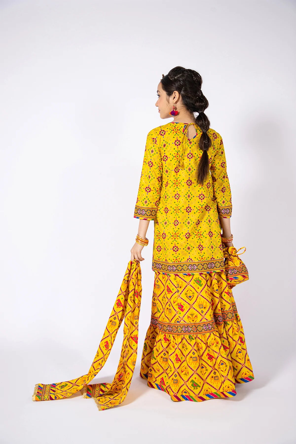 KAYSERIA |COLOURFUL PRINTED COTTON SUIT + GHARARA + DUPATTA | LITTLE GIRLS | KIDS |3-6 M
