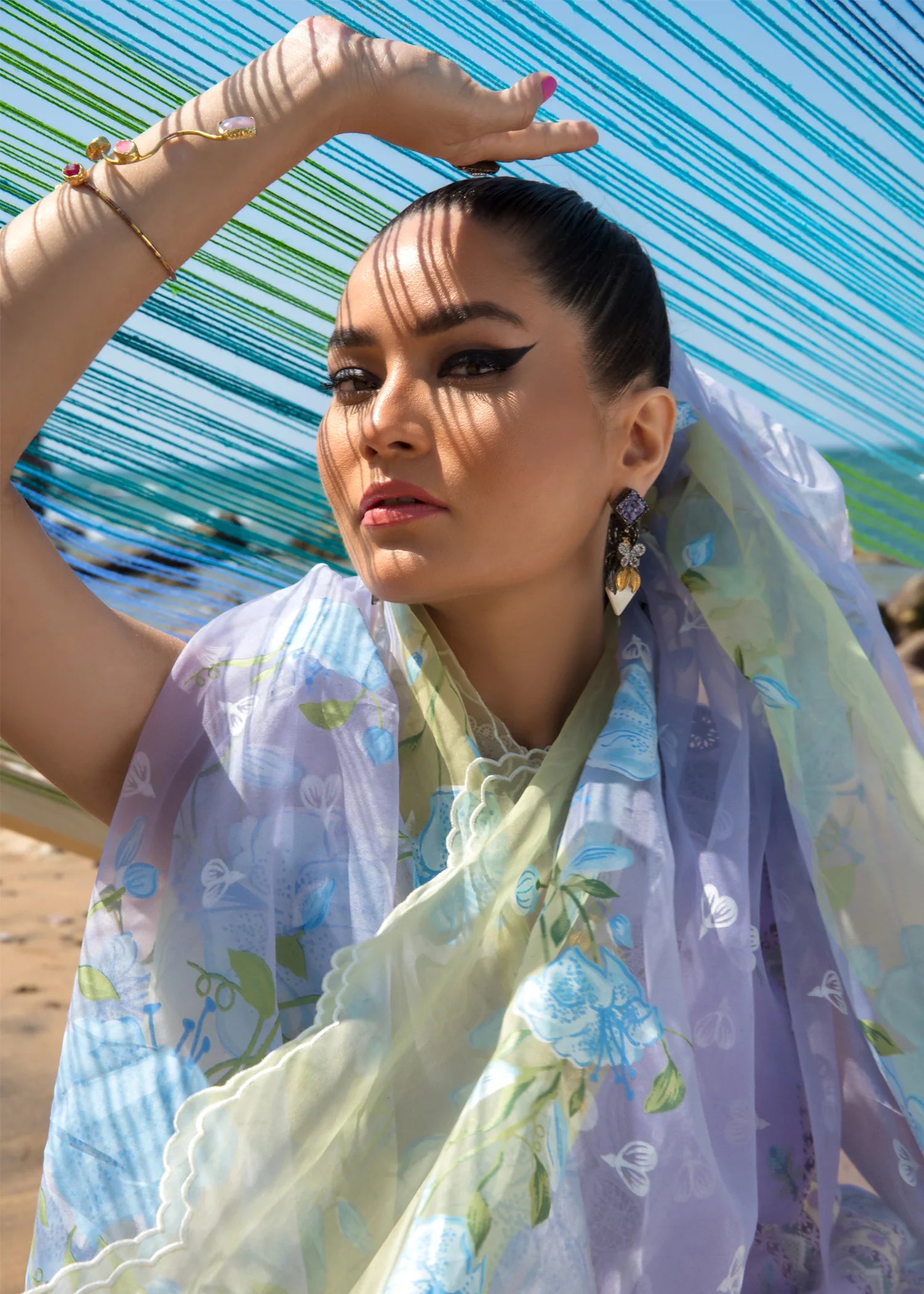 CRIMSON | STITCHED EMBRIODERED LAWN WITH SLEEVES + PANTS + ORGANZA DUPATTA | LARGE