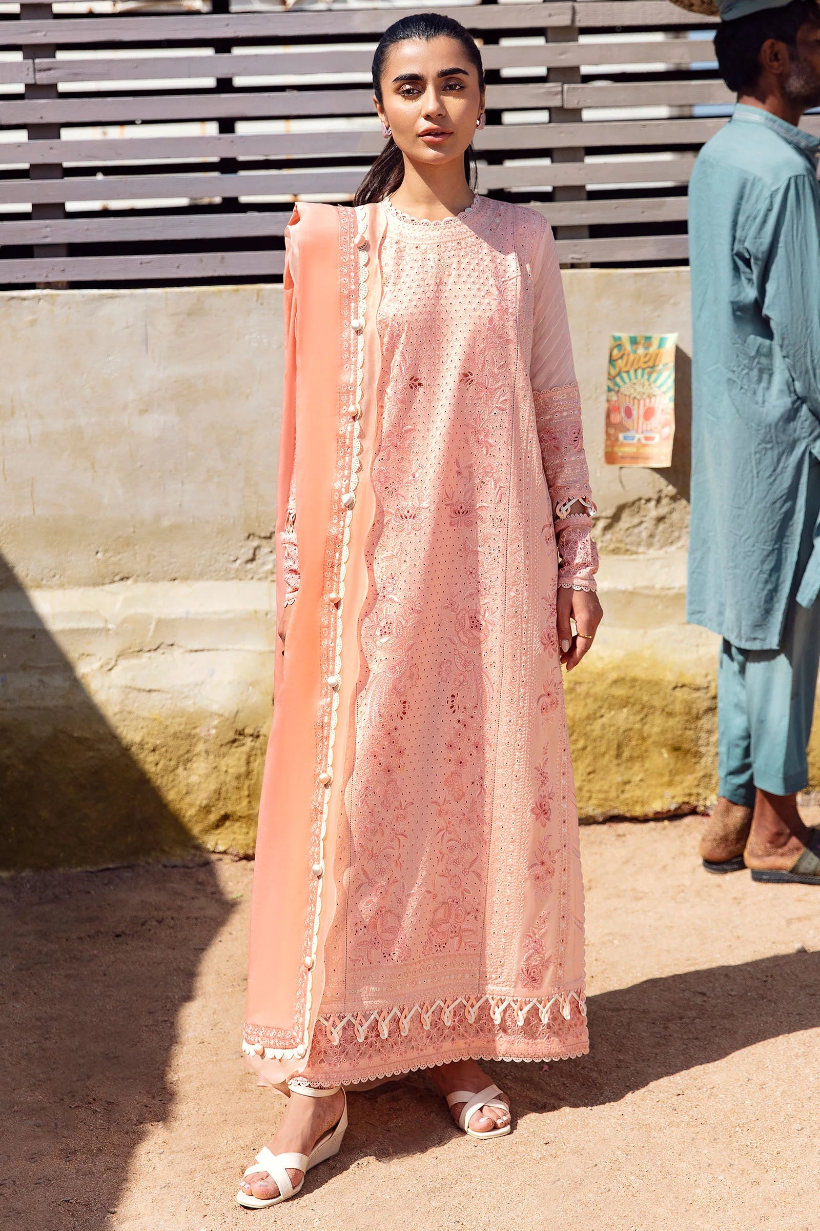 ZAHA | STITCHED CHICKANKARI SHIRT WITH + STRAIGHT PANTS + EMBELLISHED DUPATTA