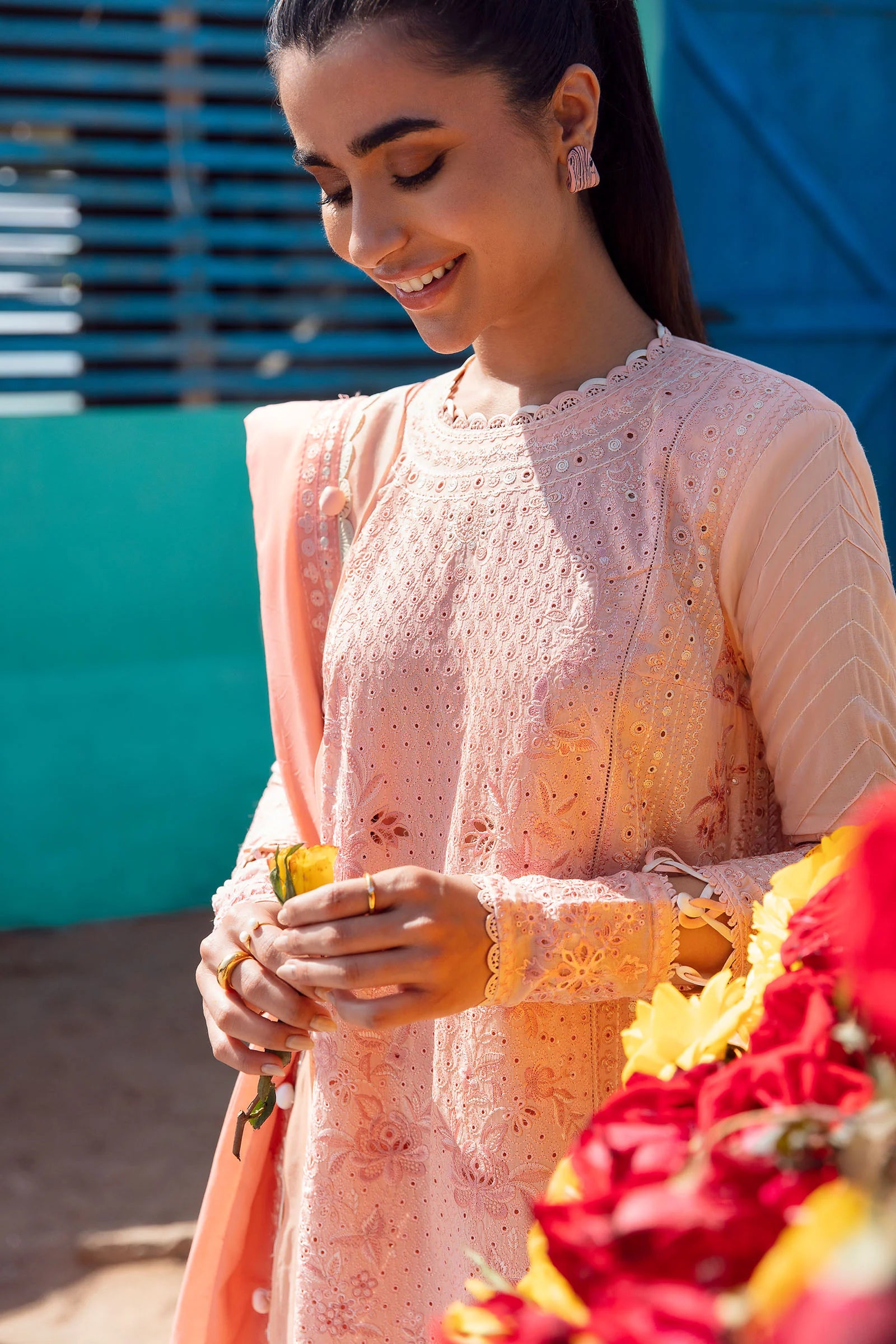 ZAHA | STITCHED CHICKANKARI SHIRT WITH + STRAIGHT PANTS + EMBELLISHED DUPATTA