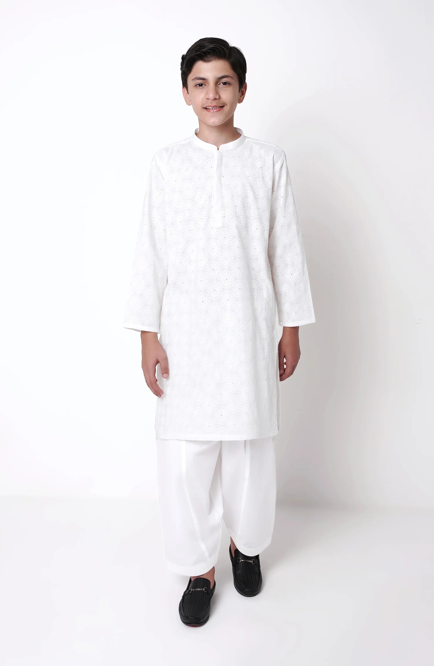 SHAHNAMEH | WHITE KURTA PAJAMA | LITTLE BOYS | KIDS |10Y