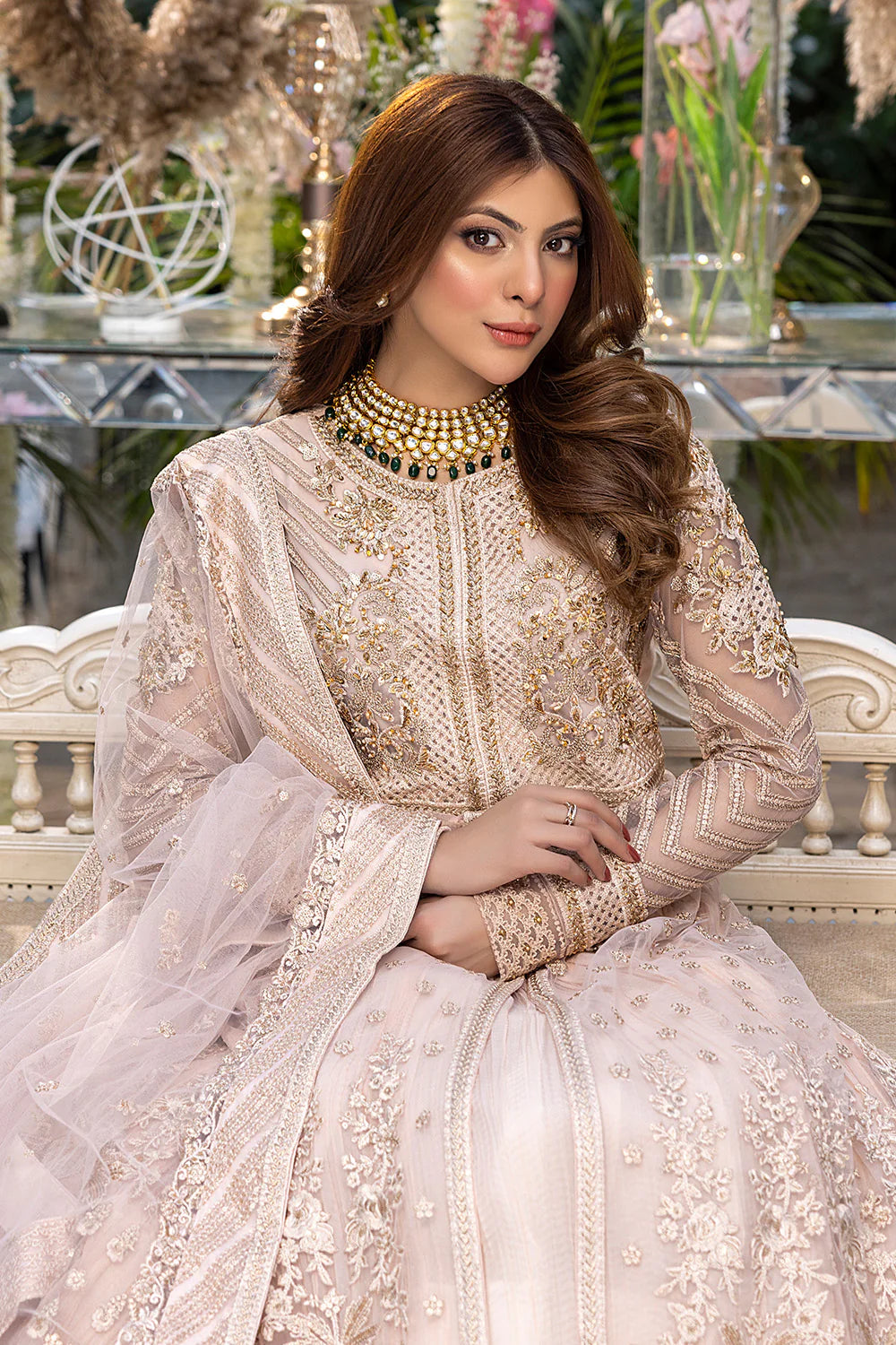 AZURE | PINK EMBELLISHED PISHWAAS | MEDIUM