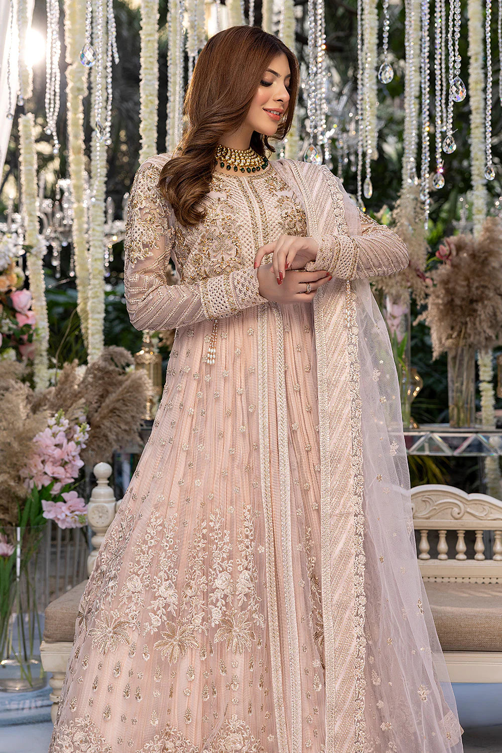 AZURE | PINK EMBELLISHED PISHWAAS | MEDIUM