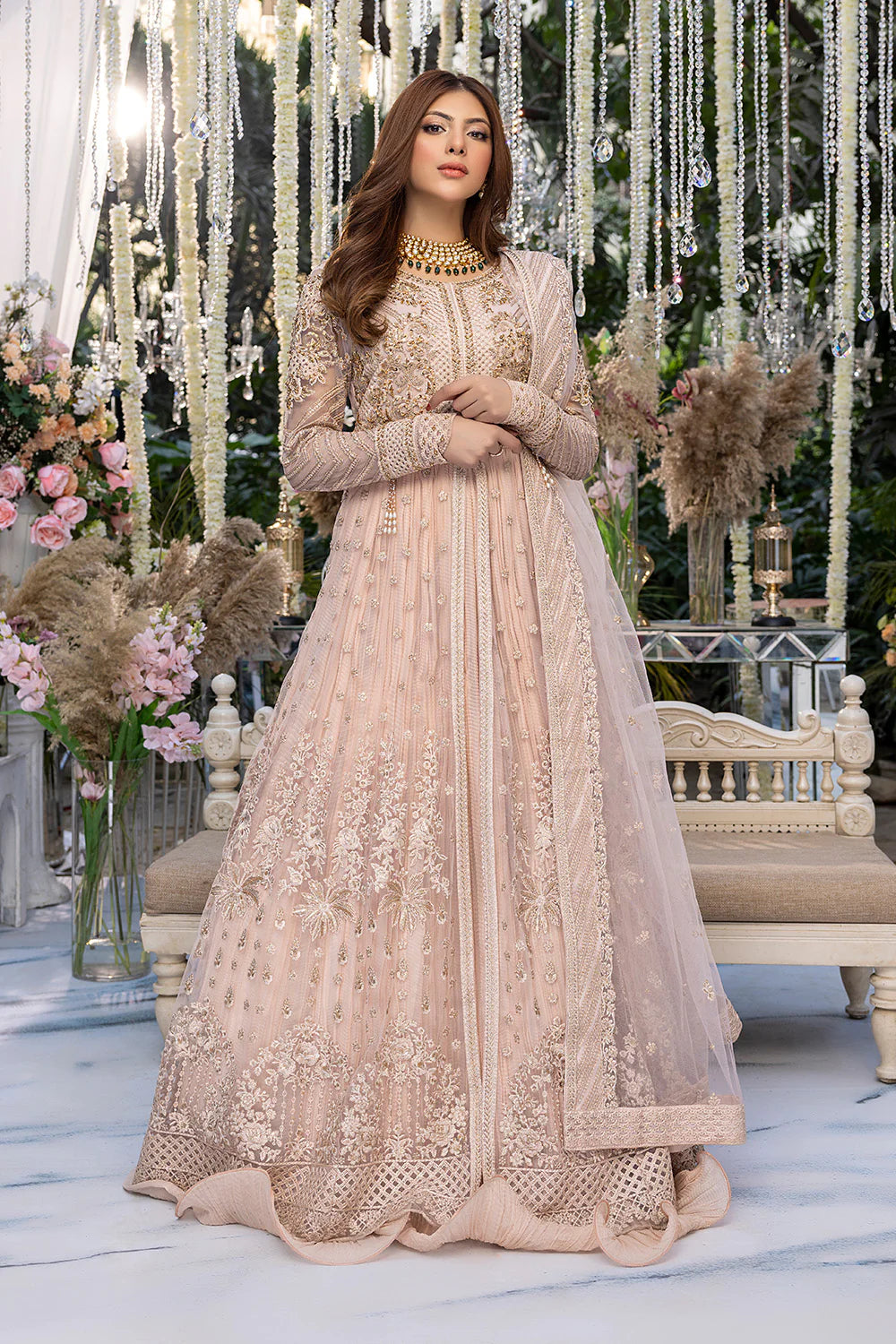 AZURE | PINK EMBELLISHED PISHWAAS | MEDIUM