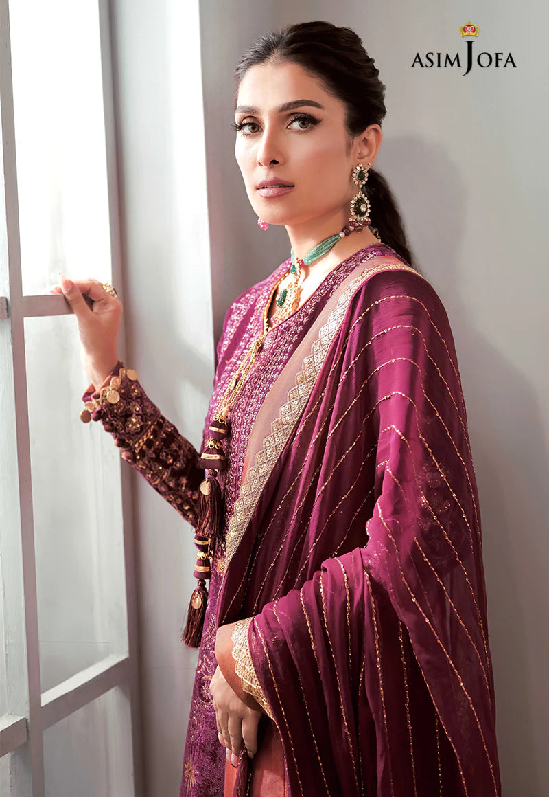 ASIM JOFA | EMBRIODERED VELVET SHIRT + SILK PANTS + EMBRIODERD CHIFFON DUPATTA | MEDIUMTA