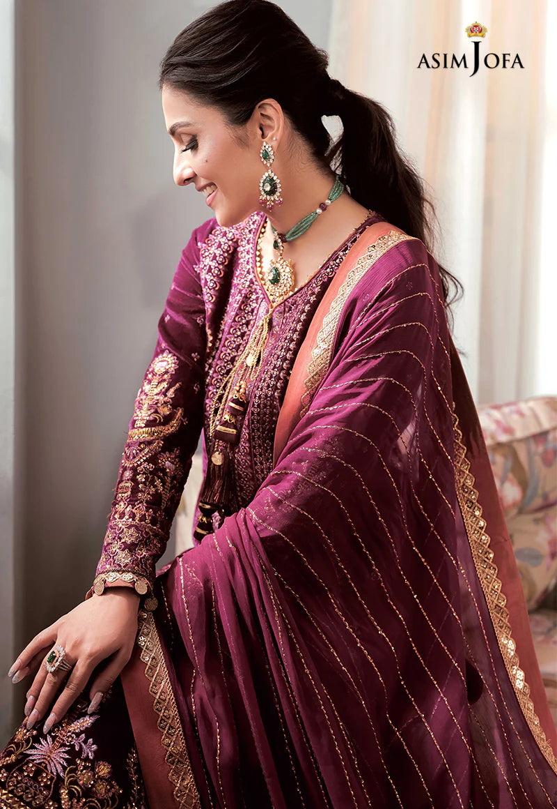 ASIM JOFA | EMBRIODERED VELVET SHIRT + SILK PANTS + EMBRIODERD CHIFFON DUPATTA | MEDIUMTA