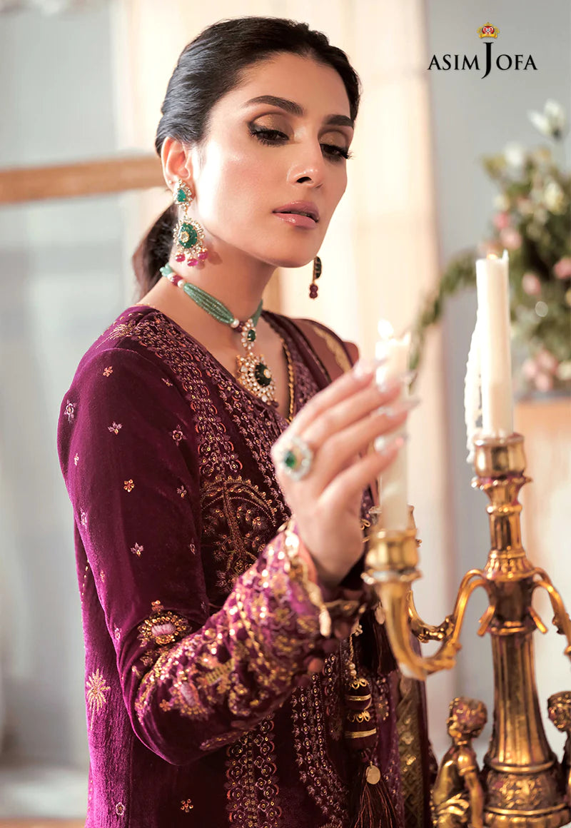 ASIM JOFA | EMBRIODERED VELVET SHIRT + SILK PANTS + EMBRIODERD CHIFFON DUPATTA | MEDIUMTA