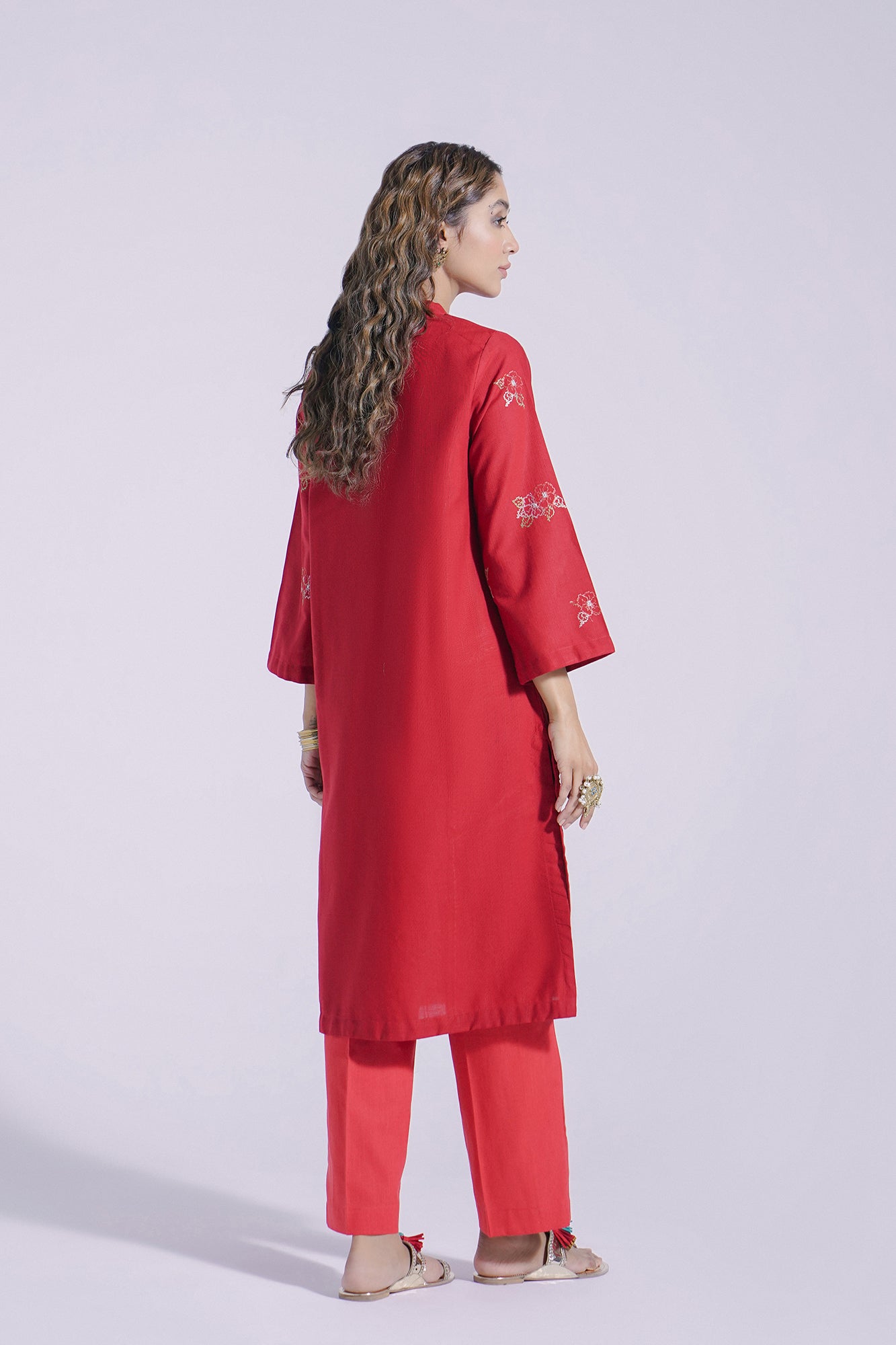 ETHNIC | RED KHADDAR SHIRT + PANTS | SMALL