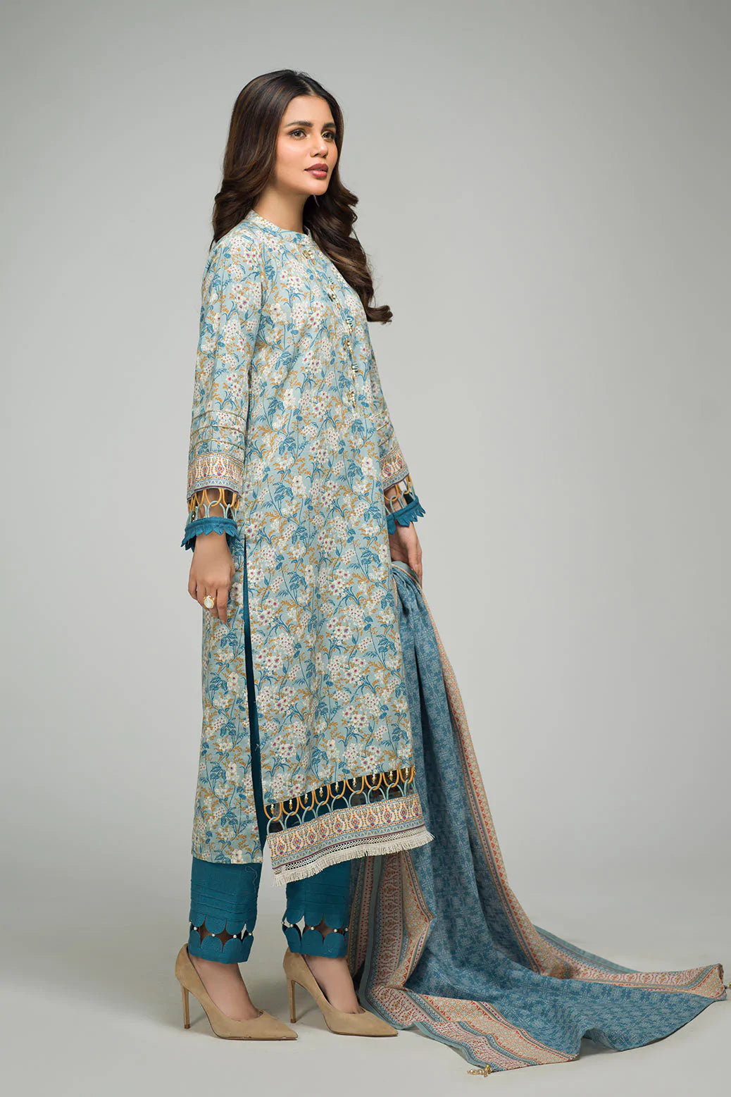 BONANZA SATRANGI | BLUE KHADDAR SUIT | LARGE