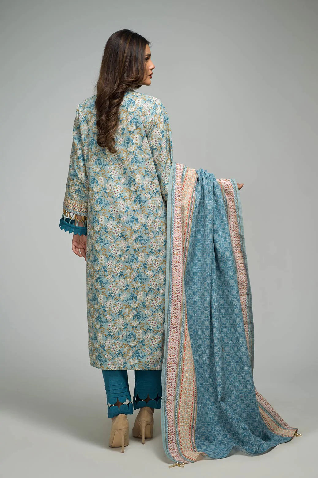 BONANZA SATRANGI | BLUE KHADDAR SUIT | LARGE