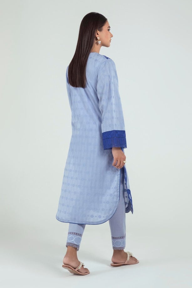 SANA SAFINAZ | BLUE JACQUARD KURTA + STRAIGHT PANTS