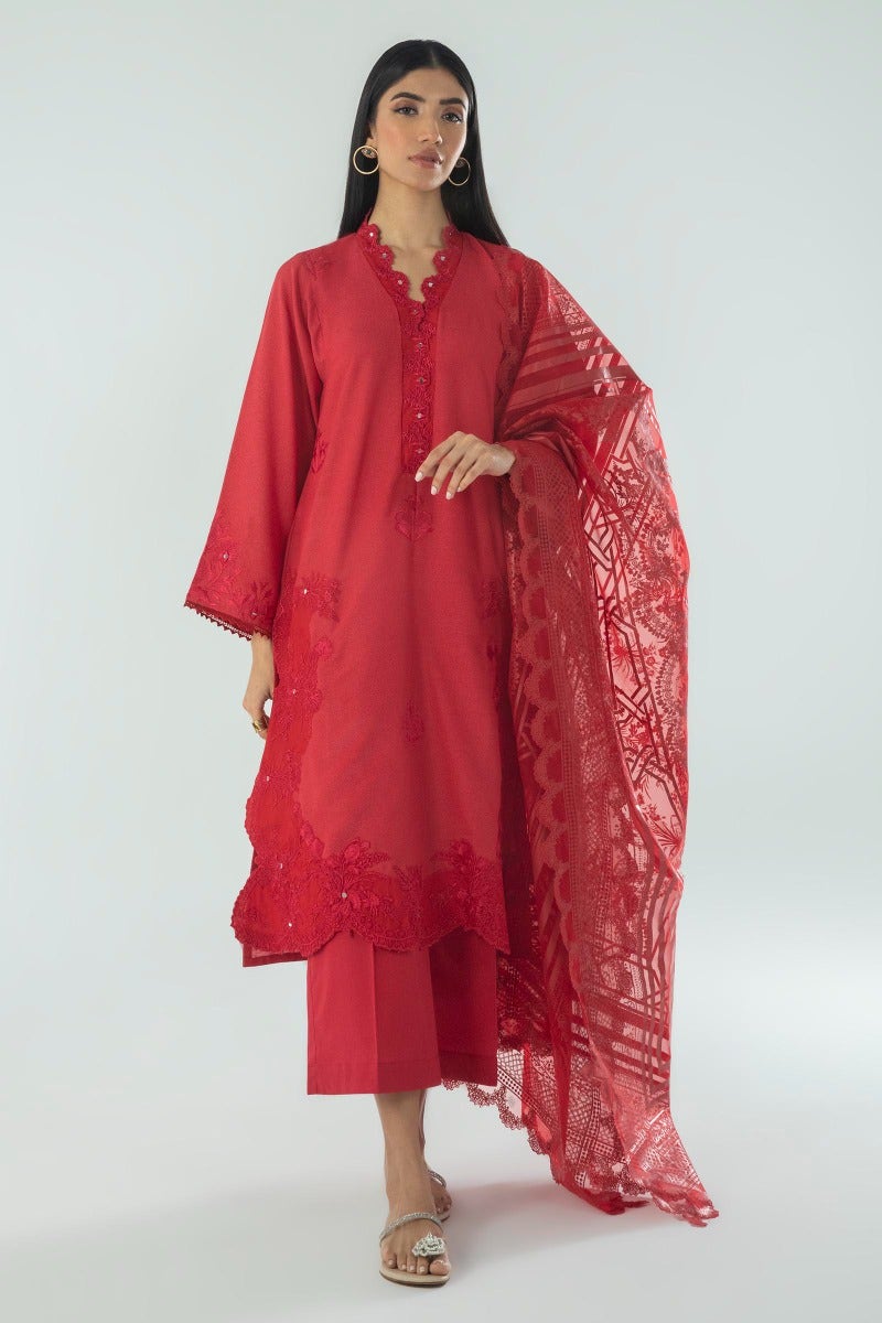 SANA SAFINAZ | RED KURTA WITH MIRROR WORK