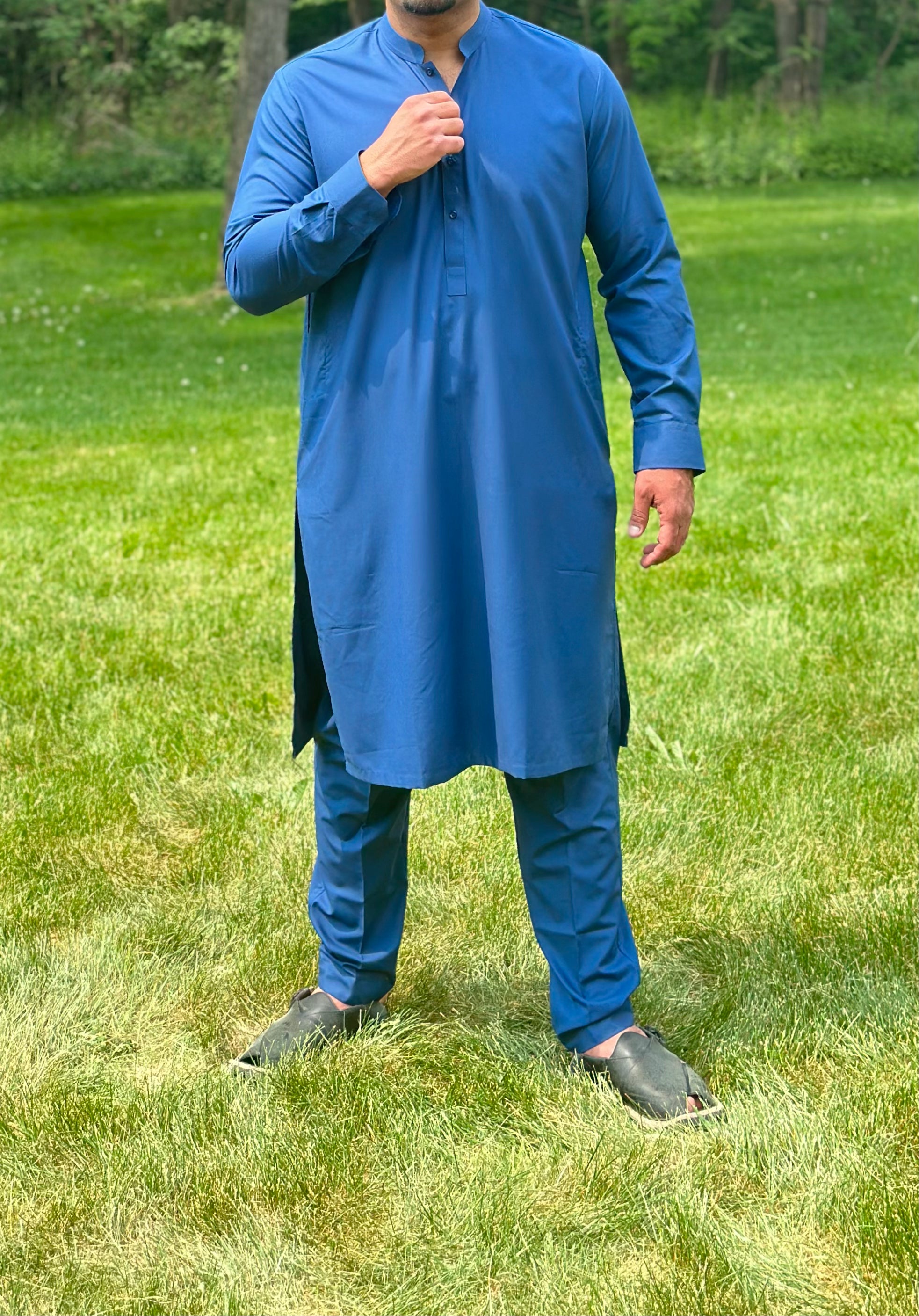 Blue Self Kurta Pajama