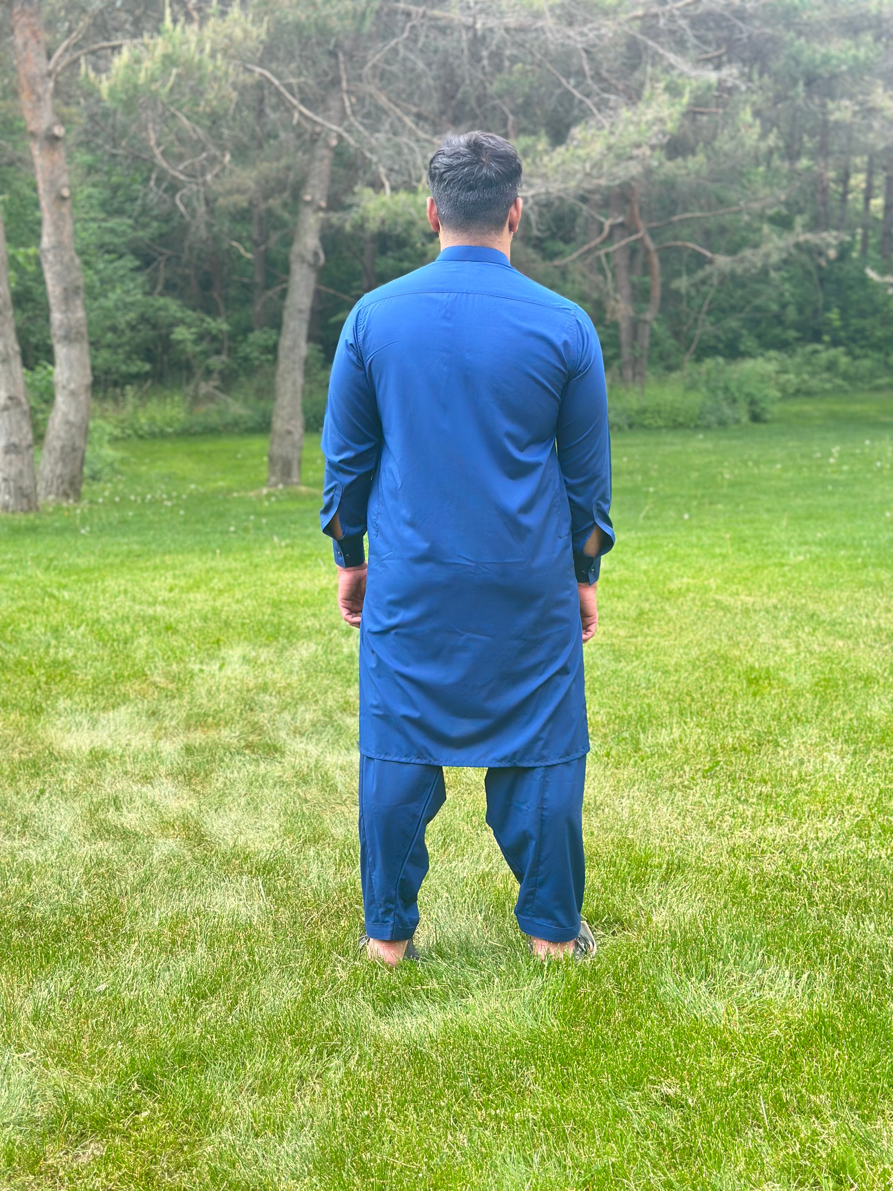 Blue Self Kurta Pajama